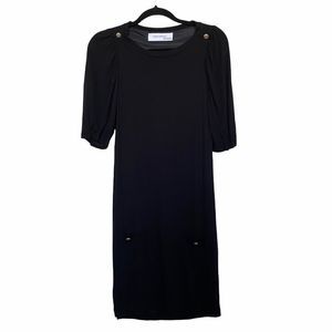 Zara Collection Sz M Black Knit Dress Puff Sleeve